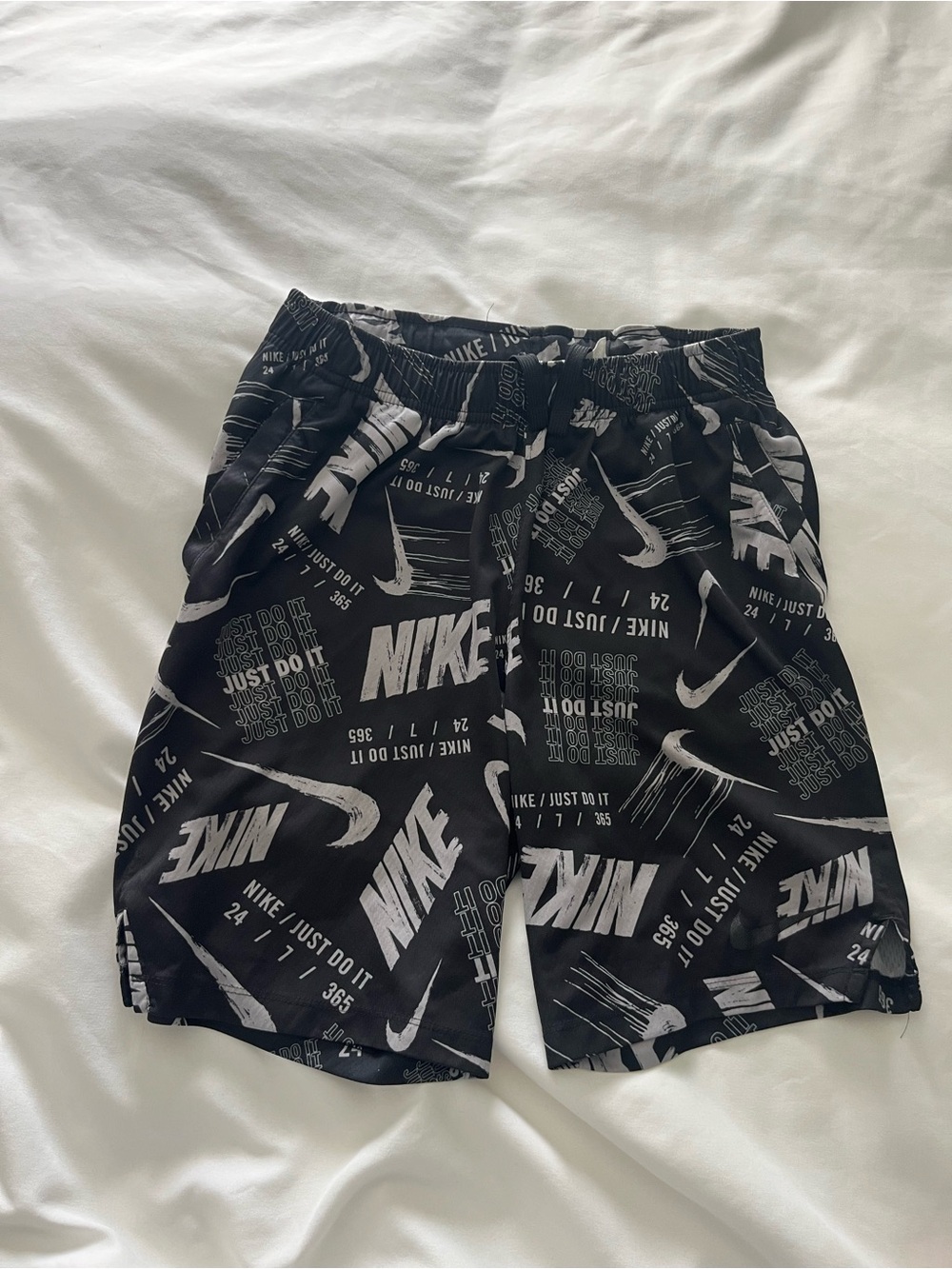 Nike Boys Black Graphic Logo Athletic Shorts
